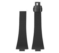 ROUREOX 11/12MM Textured Silicone Watch Strap Men's & Women's Sports Rubber Band Waterproof Deployment Folding Clasp for Tissot PRX Chronograph-Black + Black 12MM