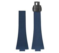 ROUREOX 11/12MM Textured Silicone Watch Strap Men's & Women's Sports Rubber Band Waterproof Deployment Folding Clasp for Tissot PRX Chronograph-Dark Blue + Black 12MM