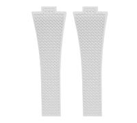 ROUREOX 11/12MM Textured Silicone Watch Strap Men's & Women's Sports Rubber Band Waterproof Deployment Folding Clasp for Tissot PRX Chronograph-White + No Buckle 11MM