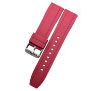 ROUREOX 18/20/22MM Elastic Non-Slip Silicone Watch Band, Durable Sporty Silicone Rubber Strap with Pin Buckle for Seiko/Rolex Submariner-Red 22MM