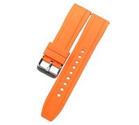 ROUREOX 18/20/22MM Elastic Non-Slip Silicone Watch Band, Durable Sporty Silicone Rubber Strap with Pin Buckle for Seiko/Rolex Submariner-Orange 20MM