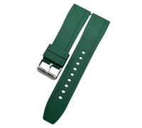 ROUREOX 18/20/22MM Elastic Non-Slip Silicone Watch Band, Durable Sporty Silicone Rubber Strap with Pin Buckle for Seiko/Rolex Submariner-Green 18MM