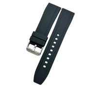 ROUREOX 18/20/22MM Elastic Non-Slip Silicone Watch Band, Durable Sporty Silicone Rubber Strap with Pin Buckle for Seiko/Rolex Submariner-Black 22MM