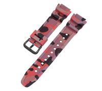 ROUREOX 18mm Camo Silicone Watch Strap Mens Sports Rubber Band Waterproof Replacement Pin Buckle for Casio AQ-S810W/AE-1200/1300/SGW-300/AEQ-110W-8 + Black 18MM