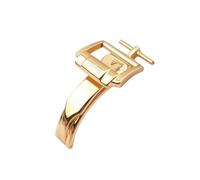 ROUREOX 18mm Single Fold Clasp Stainless Steel - Pin Style Deployment Buckle Leather Band Accessories for PIAGET-Golden