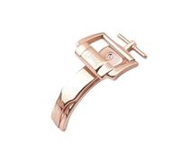 ROUREOX 18mm Single Fold Clasp Stainless Steel - Pin Style Deployment Buckle Leather Band Accessories for PIAGET-Rose Gold