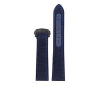 ROUREOX 19mm Genuine Leather Watch Band Deployment Clasp Replacement Nylon Watch Strap Accessories for Omega Seamaster Aqua Terra 150m 300 Master Chronometer-Blue + Black