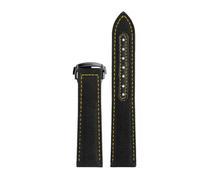 ROUREOX 19mm Genuine Leather Watch Band Deployment Clasp Replacement Nylon Watch Strap Accessories for Omega Seamaster Aqua Terra 150m 300 Master Chronometer-Black + Yellow + Black
