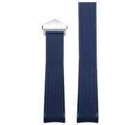 ROUREOX 20/21/22MM Non-Slip Replacement Silicone Band, Sweat-Proof Comfort Silicone Rubber Strap for Tag Heuer Aquaracer 300M/500M/Formula 1-Blue + Silver 20MM