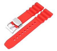ROUREOX 20/22mm Men's Silicone Watch Strap Waterproof Rubber Replacement Sports Band for Seiko Prospex SRPD55K1/SPB323J1/SRP777K2/SBDC081/SBBN043-Red + Silver 20MM