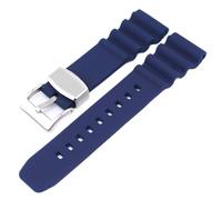 ROUREOX 20/22mm Men's Silicone Watch Strap Waterproof Rubber Replacement Sports Band for Seiko Prospex SRPD55K1/SPB323J1/SRP777K2/SBDC081/SBBN043-Blue + Silver 22MM