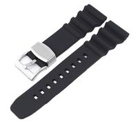 ROUREOX 20/22mm Men's Silicone Watch Strap Waterproof Rubber Replacement Sports Band for Seiko Prospex SRPD55K1/SPB323J1/SRP777K2/SBDC081/SBBN043-Black + Silver 22MM