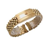 ROUREOX 20mm 21mm Metal Watch Band Jubilee Design Curved Lug Ends Safety Clasp Silver Gold Two Tone - Gold A 21MM