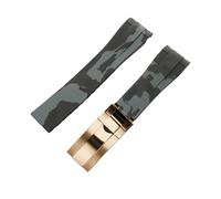 ROUREOX 20mm Anti Sweat Silicone Replacement Strap with Metal Buckle for Rolex Dayjust Sub Yacht-Master-Grey+Rose Gold Buckle
