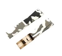 ROUREOX 20mm Anti Sweat Silicone Replacement Strap with Metal Buckle for Rolex Daytona Oyster Deepsea-White+Rose Gold Buckle