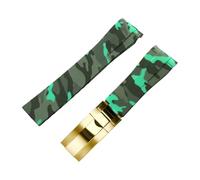 ROUREOX 20mm Anti Sweat Silicone Replacement Strap with Metal Buckle for Rolex GMT Oyster Yacht-Master-Green+Gold Buckle