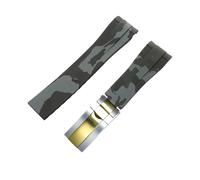 ROUREOX 20mm Anti Sweat Silicone Replacement Strap with Metal Buckle for Rolex GMT Oyster Yacht-Master-Grey+Two-Tone Gold Buckle
