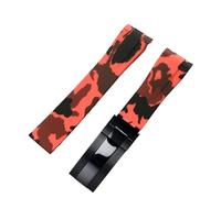ROUREOX 20mm Anti Sweat Silicone Replacement Strap with Metal Buckle for Rolex Oyster Perpetual GMT-Master-Red+Black Buckle