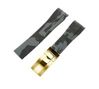 ROUREOX 20mm Anti Sweat Silicone Replacement Strap with Metal Buckle for Rolex Oyster Perpetual GMT-Master II-Grey+Gold Buckle