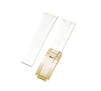 ROUREOX 20Mm Colorful Silicone Replacement Watch Strap, Silicone Rubber Watch Band with Metal Buckle for Rolex Submariner/GMT/Daytona/Yacht-Master/Explorer I/II-White Gold 20MM