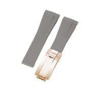 ROUREOX 20Mm Colorful Silicone Replacement Watch Strap, Silicone Rubber Watch Band with Metal Buckle for Rolex Submariner/GMT/Daytona/Yacht-Master/Explorer I/II-Grey Rose Gold 20MM