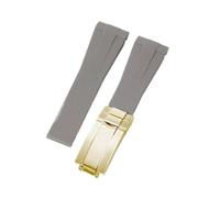 ROUREOX 20Mm Colorful Silicone Replacement Watch Strap, Silicone Rubber Watch Band with Metal Buckle for Rolex Submariner/GMT/Daytona/Yacht-Master/Explorer I/II-Grey Gold 20MM