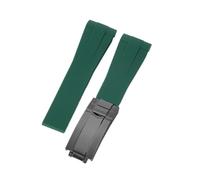 ROUREOX 20Mm Colorful Silicone Replacement Watch Strap, Silicone Rubber Watch Band with Metal Buckle for Rolex Submariner/GMT/Daytona/Yacht-Master/Explorer I/II-Green Black 20MM