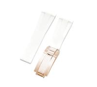 ROUREOX 20Mm Colorful Silicone Replacement Watch Strap, Silicone Rubber Watch Band with Metal Buckle for Rolex Submariner/GMT/Daytona/Yacht-Master/Explorer I/II-White Rose Gold 20MM
