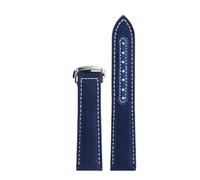 ROUREOX 20mm Handmade Canvas Leather Lining Watch Strap Deployment Clasp Replacement Watch Band Accessories for Omega Seamaster Aqua Terra 150m 300 Master Chronometer-Blue + White + Silver