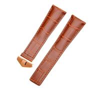 ROUREOX 20mm Handmade Genuine Leather Watch Band Adjustable Butterfly Clasp Soft Leather Watch Strap Repairment Accessories for TAG HEUER Formula 1-Brown + Rose Gold