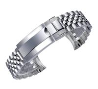 ROUREOX 20MM Men's 904L Stainless Steel Watch Strap, Solid Curved-End Metal Replacement Watch Band for Rolex SUB/GMT/Sky/Datejust-Silver 20MM
