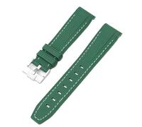 ROUREOX 20Mm Men's Curved End Rubber Watch Strap, Eco-Friendly Replacement Silicone Rubber Band for Omega x Swatch MoonSwatch/Rolex Submariner-Green + White 20MM