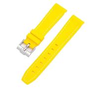 ROUREOX 20Mm Men's Curved End Rubber Watch Strap, Eco-Friendly Replacement Silicone Rubber Band for Omega x Swatch MoonSwatch/Rolex Submariner-Yellow + White 20MM
