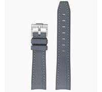ROUREOX 20Mm Men's Curved End Rubber Watch Strap, Eco-Friendly Replacement Silicone Rubber Band for Omega x Swatch MoonSwatch/Rolex Submariner-Grey + Grey 20MM