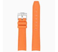 ROUREOX 20Mm Men's Curved End Rubber Watch Strap, Eco-Friendly Replacement Silicone Rubber Band for Omega x Swatch MoonSwatch/Rolex Submariner-Orange + Orange 20MM