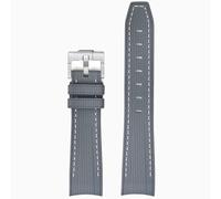 ROUREOX 20Mm Men's Curved End Rubber Watch Strap, Eco-Friendly Replacement Silicone Rubber Band for Omega x Swatch MoonSwatch/Rolex Submariner-Grey + White 20MM