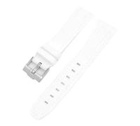 ROUREOX 20Mm Men's Curved End Rubber Watch Strap, Eco-Friendly Replacement Silicone Rubber Band for Omega x Swatch MoonSwatch/Rolex Submariner-White + White 20MM