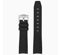 ROUREOX 20Mm Men's Curved End Rubber Watch Strap, Eco-Friendly Replacement Silicone Rubber Band for Omega x Swatch MoonSwatch/Rolex Submariner-Black + Black 20MM