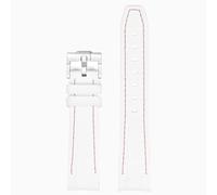 ROUREOX 20Mm Men's Curved End Rubber Watch Strap, Eco-Friendly Replacement Silicone Rubber Band for Omega x Swatch MoonSwatch/Rolex Submariner-White + Pink 20MM