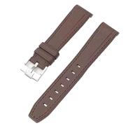 ROUREOX 20Mm Men's Curved End Rubber Watch Strap, Eco-Friendly Replacement Silicone Rubber Band for Omega x Swatch MoonSwatch/Rolex Submariner-Brown + Brown 20MM