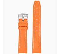 ROUREOX 20Mm Men's Curved End Rubber Watch Strap, Eco-Friendly Replacement Silicone Rubber Band for Omega x Swatch MoonSwatch/Rolex Submariner-Orange + White 20MM
