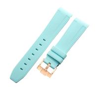 ROUREOX 20Mm Replacement Soft Silicone Rubber Strap, Pin Buckle Colorful Silicone Watch Band for Omega x Swatch MoonSwatch Collection-Light Blue Rose Gold 20MM