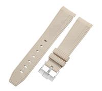 ROUREOX 20Mm Replacement Soft Silicone Rubber Strap, Pin Buckle Colorful Silicone Watch Band for Omega x Swatch MoonSwatch Collection-Beige Silver 20MM