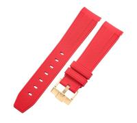ROUREOX 20Mm Replacement Soft Silicone Rubber Strap, Pin Buckle Colorful Silicone Watch Band for Omega x Swatch MoonSwatch Collection-Red Gold 20MM