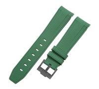 ROUREOX 20Mm Replacement Soft Silicone Rubber Strap, Pin Buckle Colorful Silicone Watch Band for Omega x Swatch MoonSwatch Collection-Dark Green Black 20MM