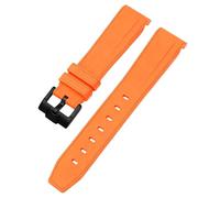 ROUREOX 20Mm Replacement Soft Silicone Rubber Strap, Pin Buckle Colorful Silicone Watch Band for Omega x Swatch MoonSwatch Collection-Orange Black 20MM