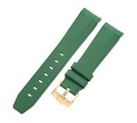 ROUREOX 20Mm Replacement Soft Silicone Rubber Strap, Pin Buckle Colorful Silicone Watch Band for Omega x Swatch MoonSwatch Collection-Dark Green Gold 20MM