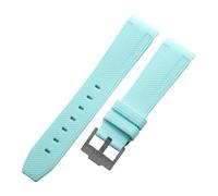 ROUREOX 20Mm Replacement Soft Silicone Rubber Strap, Pin Buckle Colorful Silicone Watch Band for Omega x Swatch MoonSwatch Collection-Light Blue Black 20MM