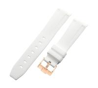 ROUREOX 20Mm Replacement Soft Silicone Rubber Strap, Pin Buckle Colorful Silicone Watch Band for Omega x Swatch MoonSwatch Collection-White Rose Gold 20MM