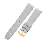 ROUREOX 20Mm Replacement Soft Silicone Rubber Strap, Pin Buckle Colorful Silicone Watch Band for Omega x Swatch MoonSwatch Collection-Grey Gold 20MM
